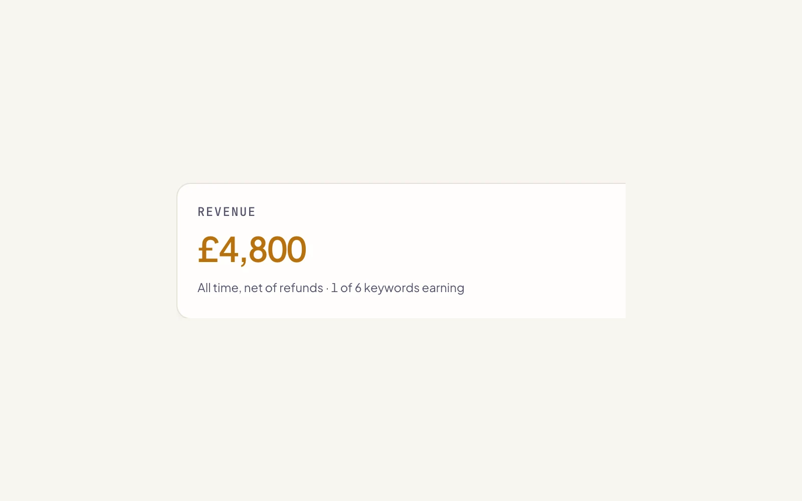 Screenshot of the Fullturn app: the revenue cell.