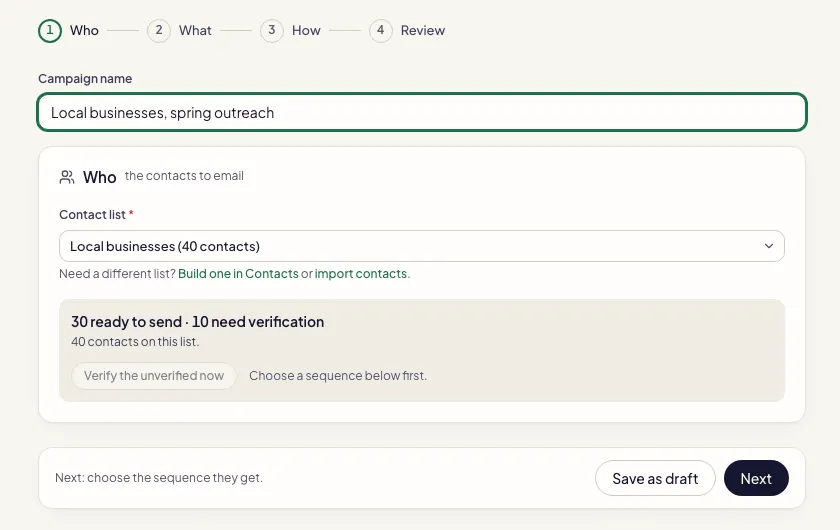 Fullturn Who step with the contact list and its verified split