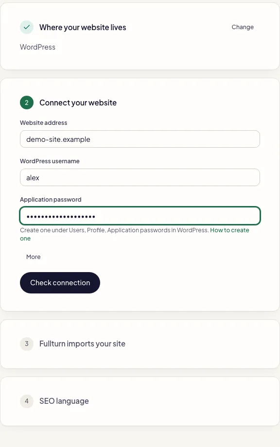 Fullturn Set up your website with four steps